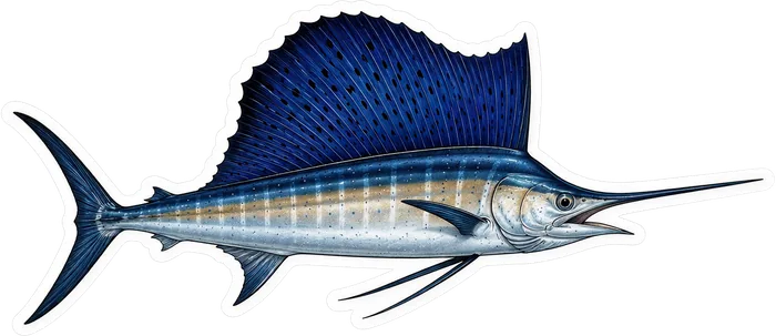 Ilustración de un pez vela de perfil